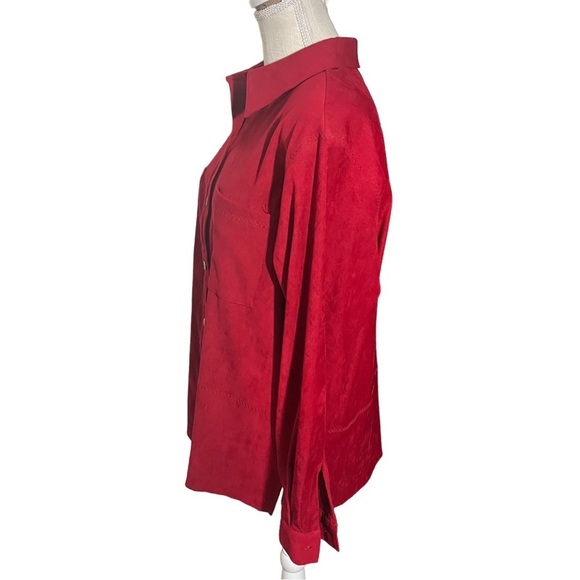 Alfred Dunner Women Crimson 6 Button Long Sleeve Shirt Jacket Shackwt Sz 12 EUC - Picture 3 of 12